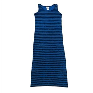D-Signed Black & Blue Stripes Sleeveless Midi Dress size Medium